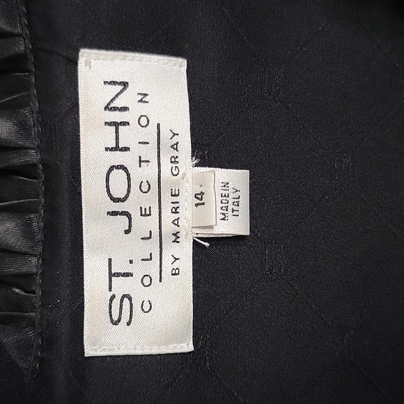 ST. JOHN COLLECTION BY MARIE GRAY Leather Jacket with Satin Ruffled Edges Sz 14 - Picture 5 of 16